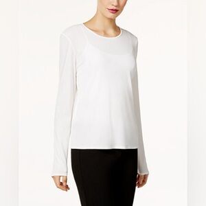 Eileen Fisher Stretch Silk Jersey Scoop Neck Top Womens Size S